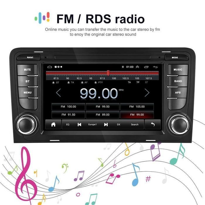 Autoradio da 7 pollici compatibile con CarPlay, Android Auto, Bluetooth/Wi-Fi/FM e navigazione GPS.