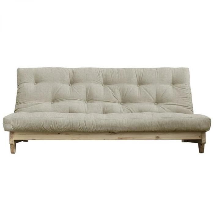 Banquette convertible FRESH pin tissu lin couchage 140x200 cm.