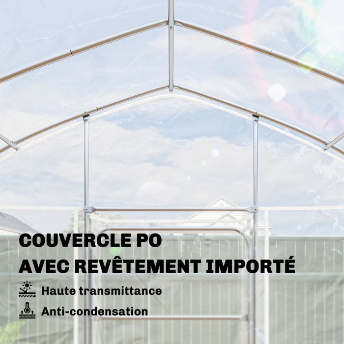 Invernadero tipo túnel Outsunny de 12 m² para cultivo de tomates - Acero galvanizado de 25 mm con película antigoteo - 296 x 391 x 267 cm - Transparente