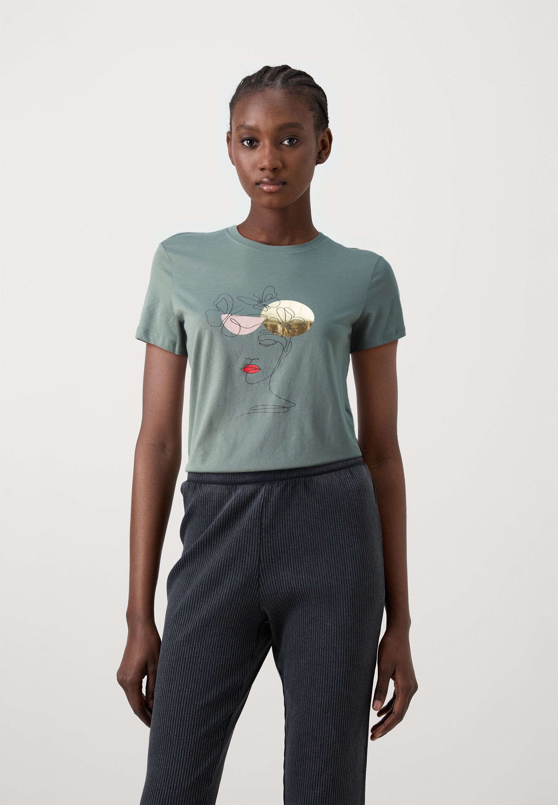 ONLY ONLKITA LIFE - T-shirt met print - balsemgroen