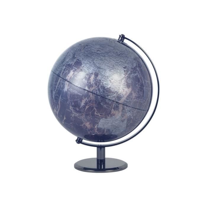 Globo terráqueo - SIGRIS - Globo con acabado de mármol - Decoración - 30 cm - Gris