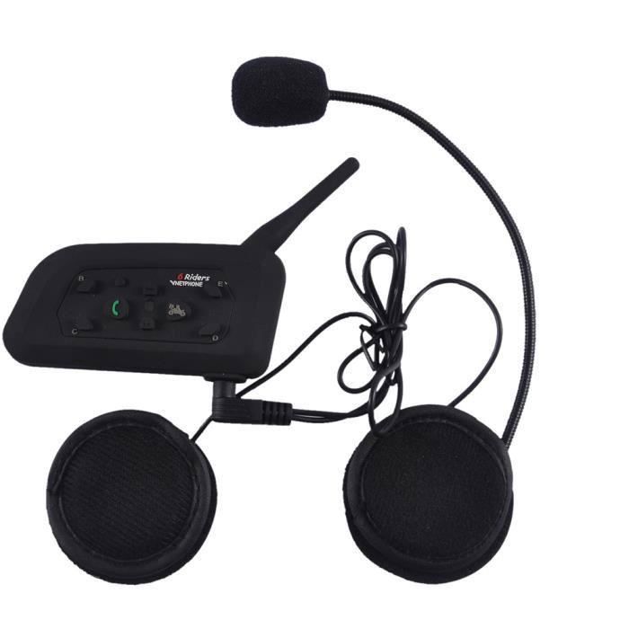 2x Intercom Moto Vnetphone V6-1200 Bluetooth étanche 1200m, micro, jusqu'à 8h, pour 6 motards