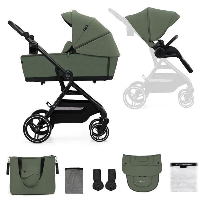 Passeggino multifunzione Kinderkraft YOXI 2 in 1, leggero e maneggevole, impermeabile con filtro UPF50+, fino a 4 anni, verde.