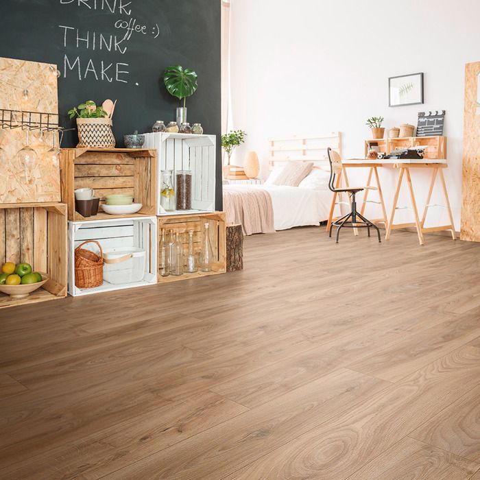 Laminate flooring with a parquet effect – 8 mm – box of 8 planks – 2.26 m² – EH RIVER 8 5947 PURE+ HISTORIC OAK FORESTEA Dimensions: 1288 mm