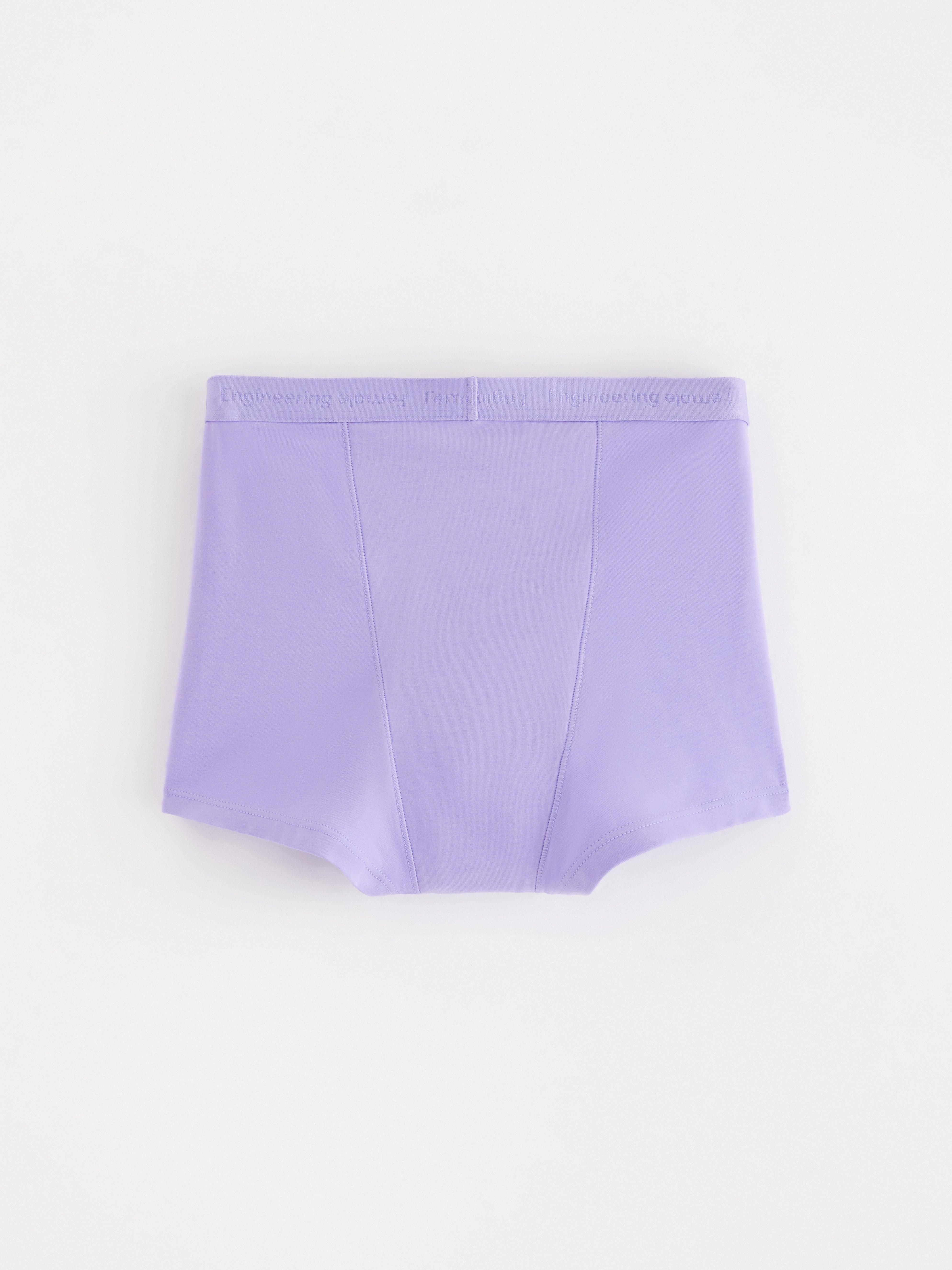 Menstrosa med super absorção – boxeador adolescente – Engenharia Feminina Lilás Acinzentado