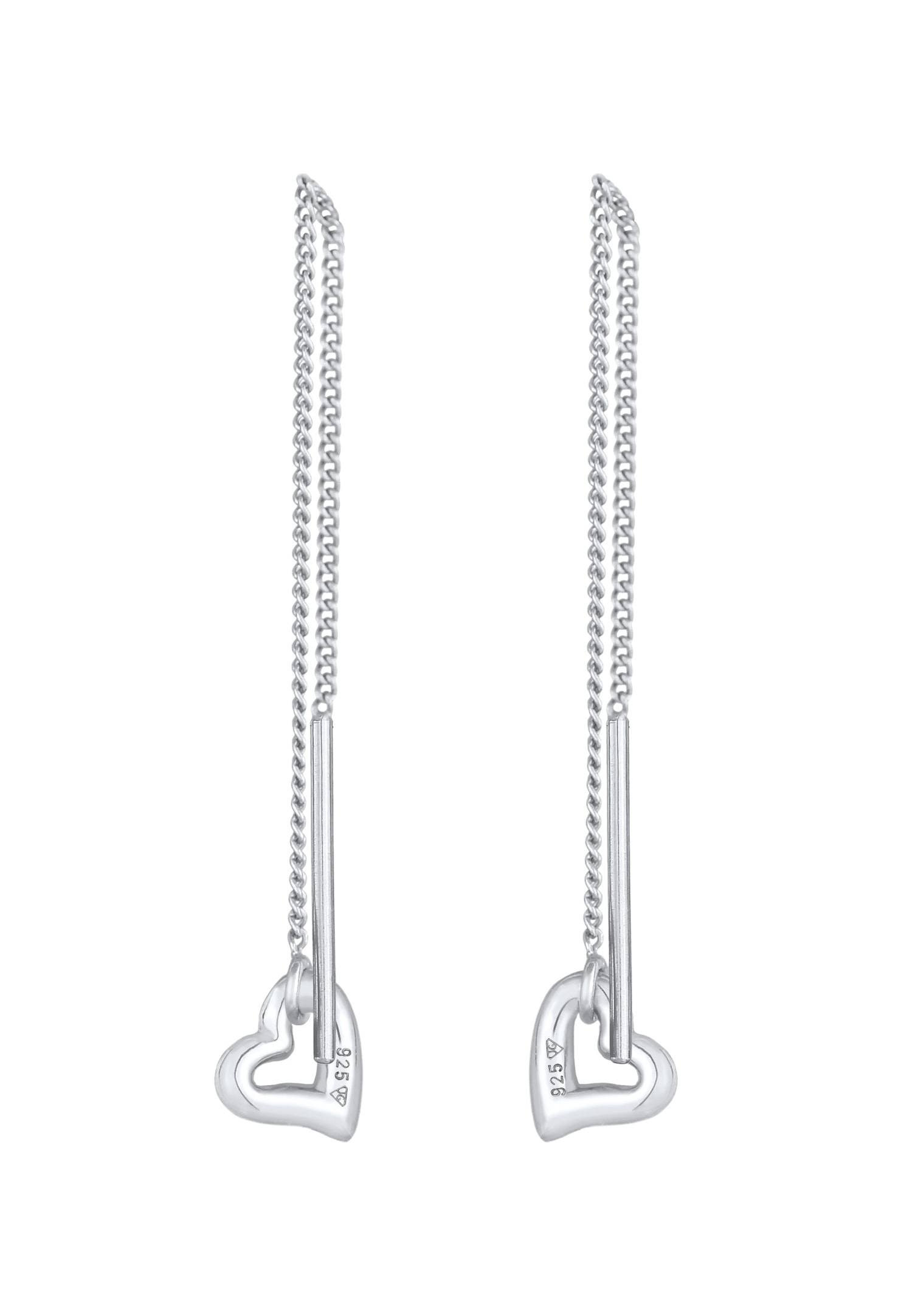 Elli Boucles d'oreilles dames Pull Through Heart Basic Trend en argent sterling 925