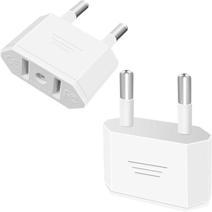 Adaptador de enchufe de 2 piezas de EE. UU. a Francia, adaptador de enchufe alemán, para viajes de EE. UU. a la UE.