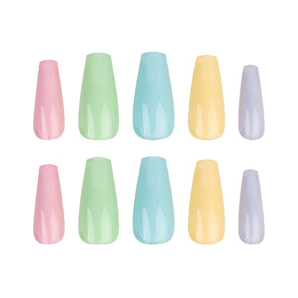 Μακρύ φέρετρο νυχιών HQ σε ανάμεικτα παστέλ χρώματα