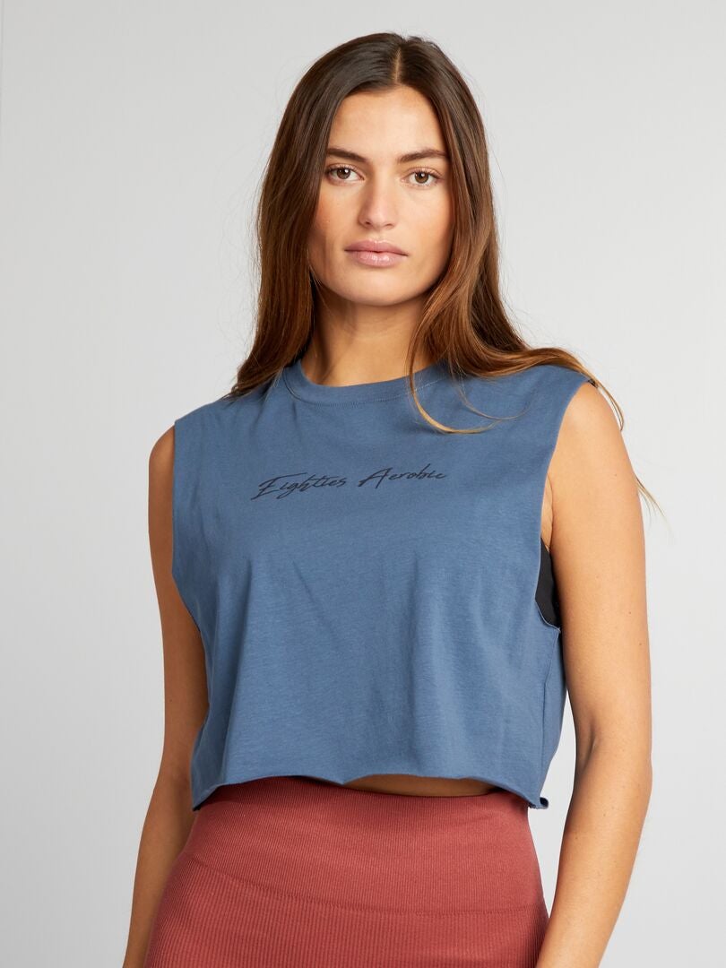Camiseta deportiva corta sin mangas - AZUL