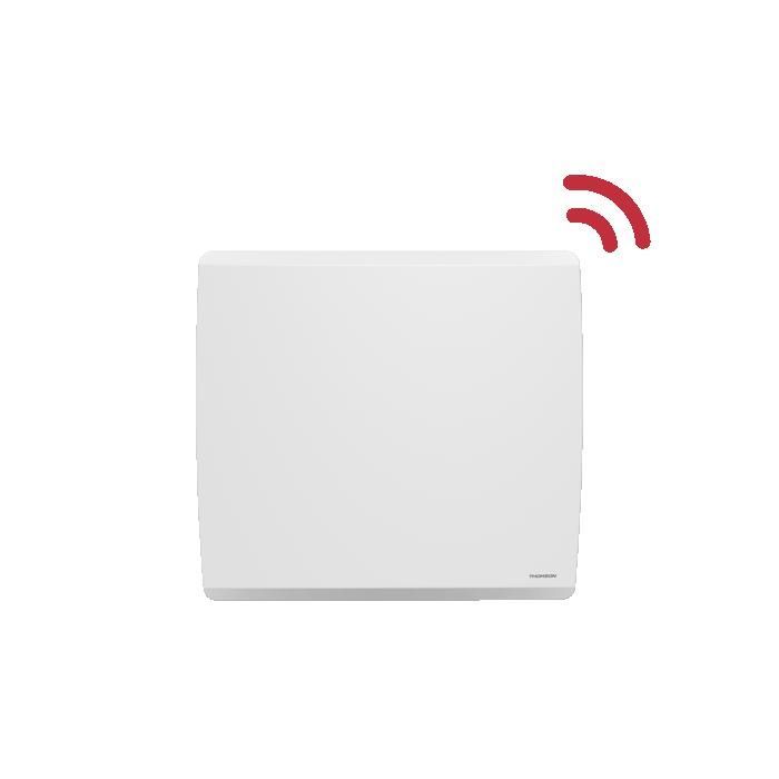 Radiateur électrique fixe inertie sèche - Double cœur de chauffe - THOMSON - MOLY 1500W - Connecté WiFi - horizontal blanc - NF