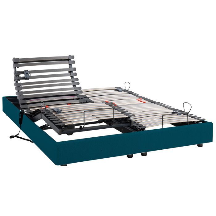 Elektrisch bed met 5 slaapstanden, 2 x 70 x 190 cm, Horizon Aegean Blue - Gevlekt blauw - 5 jaar garantie - Someo