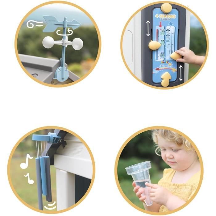 Smoby Maison enfant 4 Saisons - Cabane éducative - Activités ludique sur le thème de la Météo - Fabriqué en France
