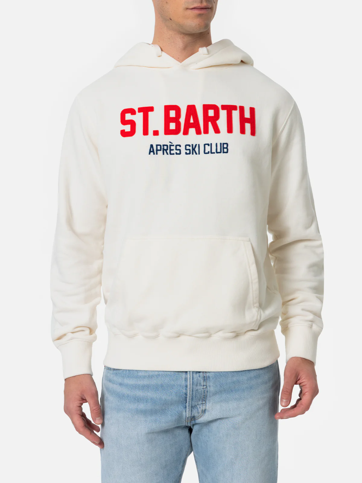 Tribeca herensweatshirt in wit met St. Barth Apres Ski Club-borduurwerk