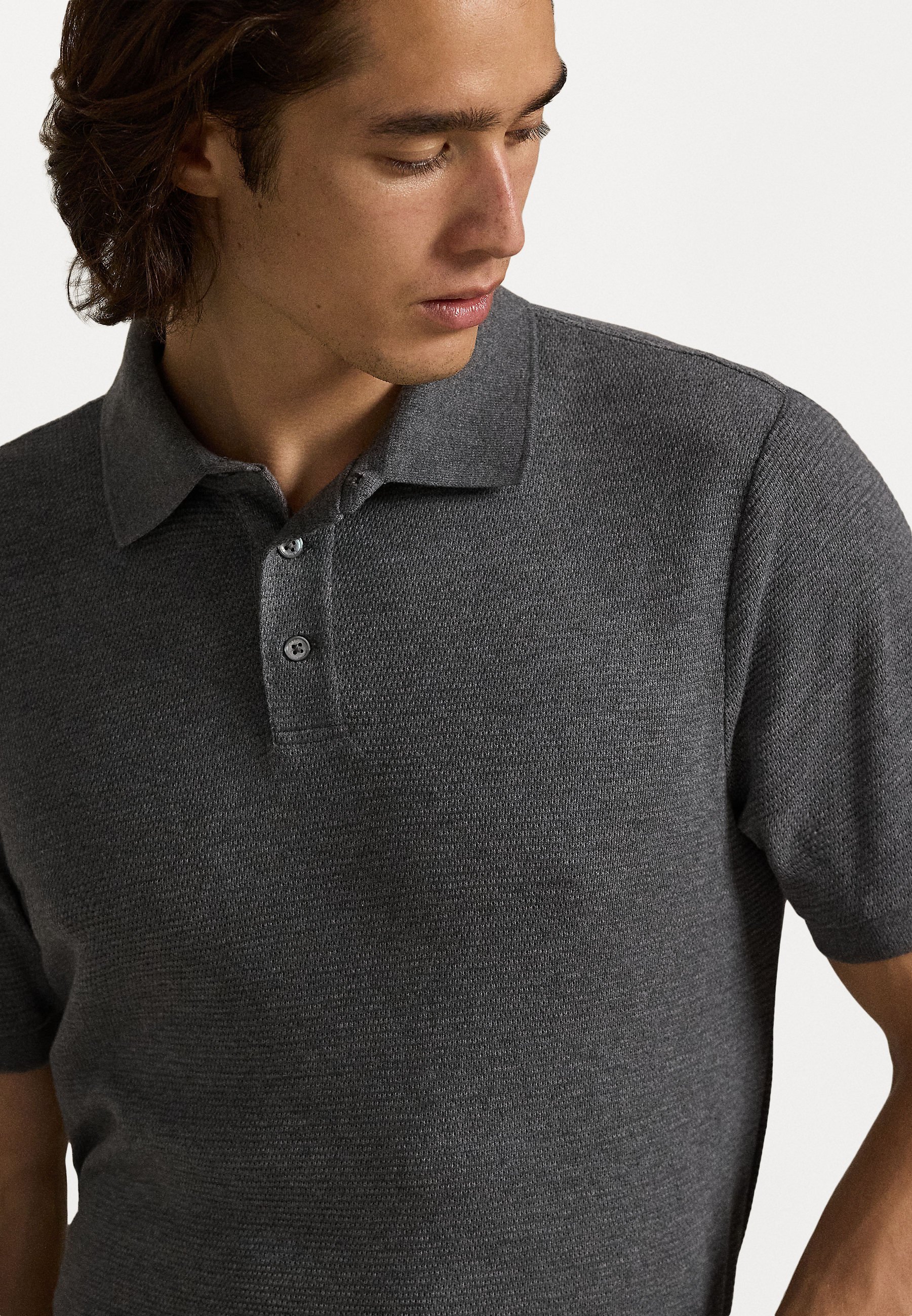 Camisa polo texturizada Polo Ralph Lauren de corte padrão - Camisa polo - cinza mesclado fortaleza
