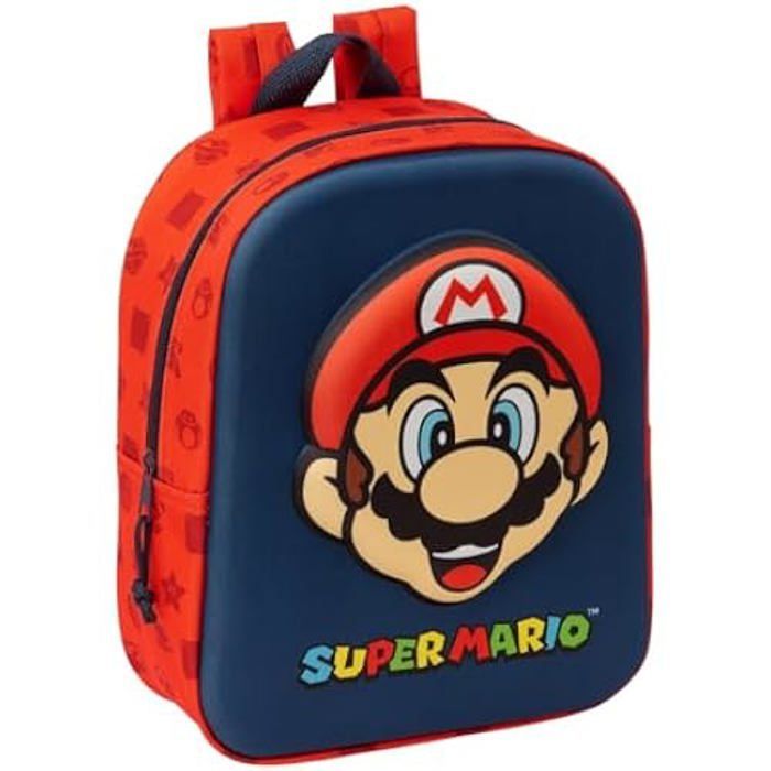 Mochila - SAFTA - SUPER MARIO 3D - Se adapta a un carrito - Fácil de limpiar - Infantil