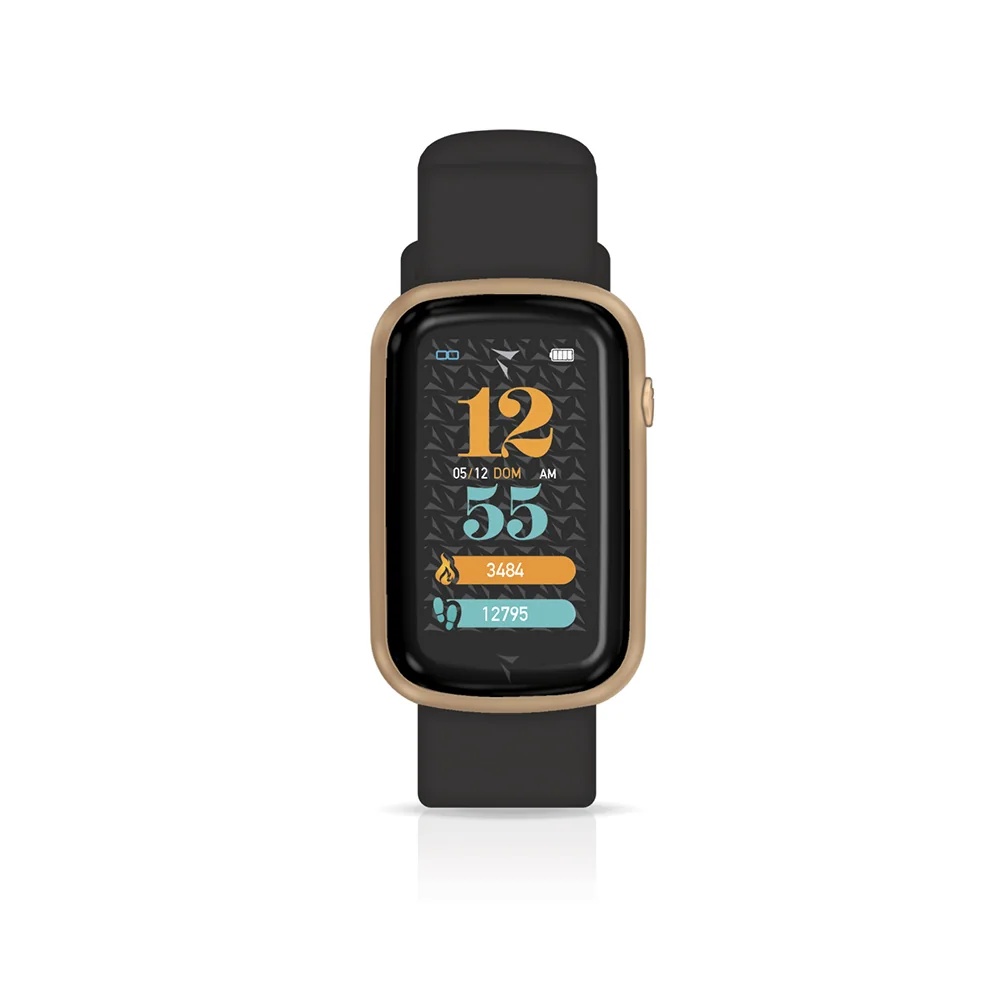 Reloj inteligente TECHMADE Steps, negro, dorado y rosa, que siempre puedes llevar contigo.