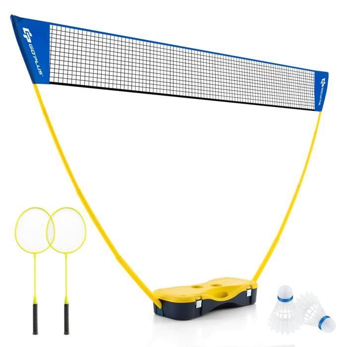 Juego de bádminton portátil COSTWAY: red, 2 raquetas, 2 volantes (270 x 33,5 x 160 cm), estuche de almacenamiento, mangueras metálicas.