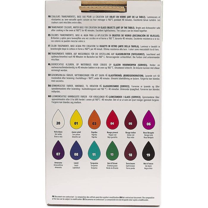 Coffret de peinture - PEBEO - Vitrea 160 - 12 pots de 20 ml - Peinture sur verre - DIY facile