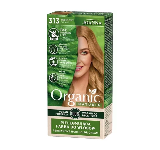 Joanna Naturia Organic pielęgnująca farba do włosów 313 Karmelowy