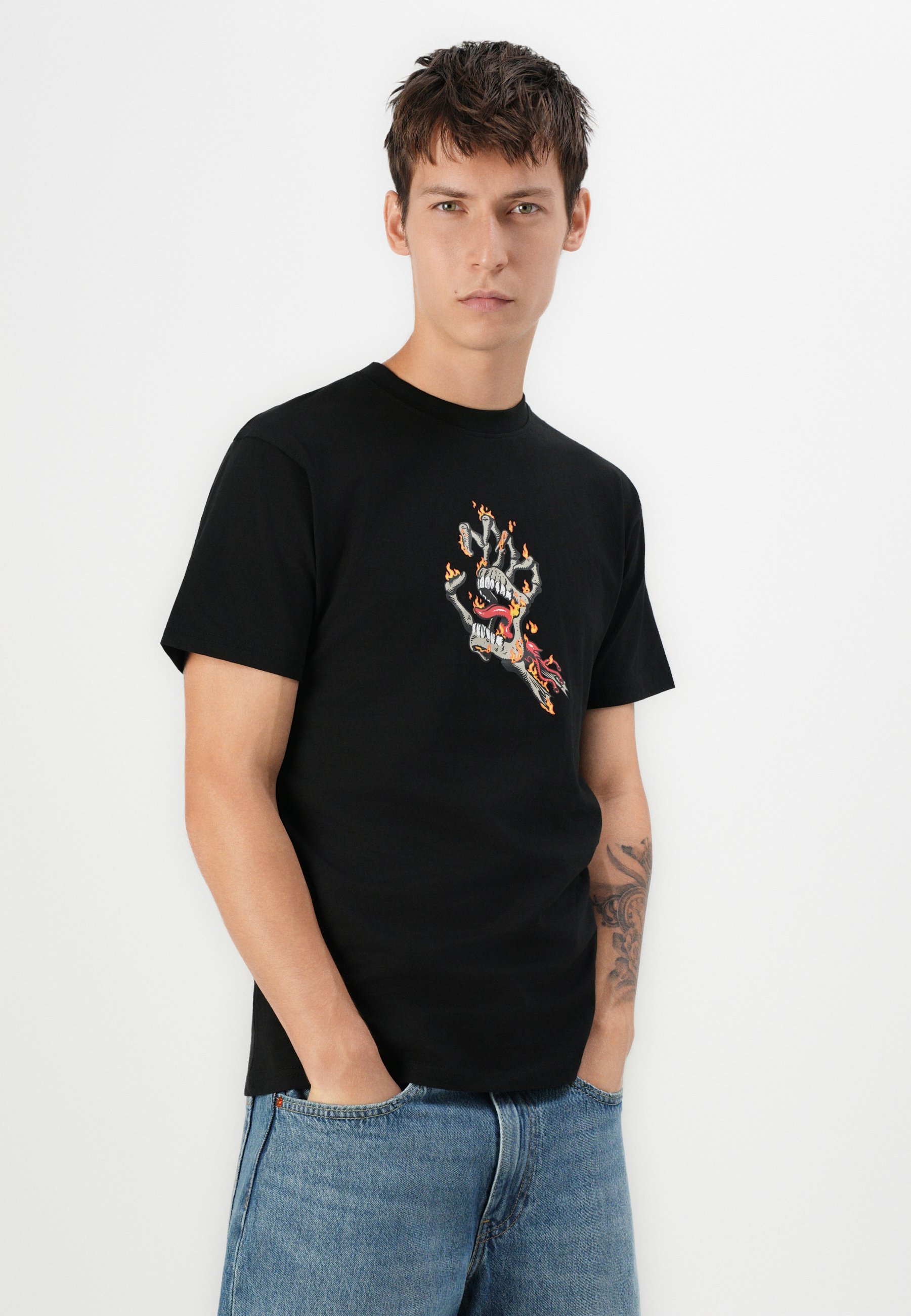 Santa Cruz BURNT BONE HAND UNISEX - T-shirt stampata - nera