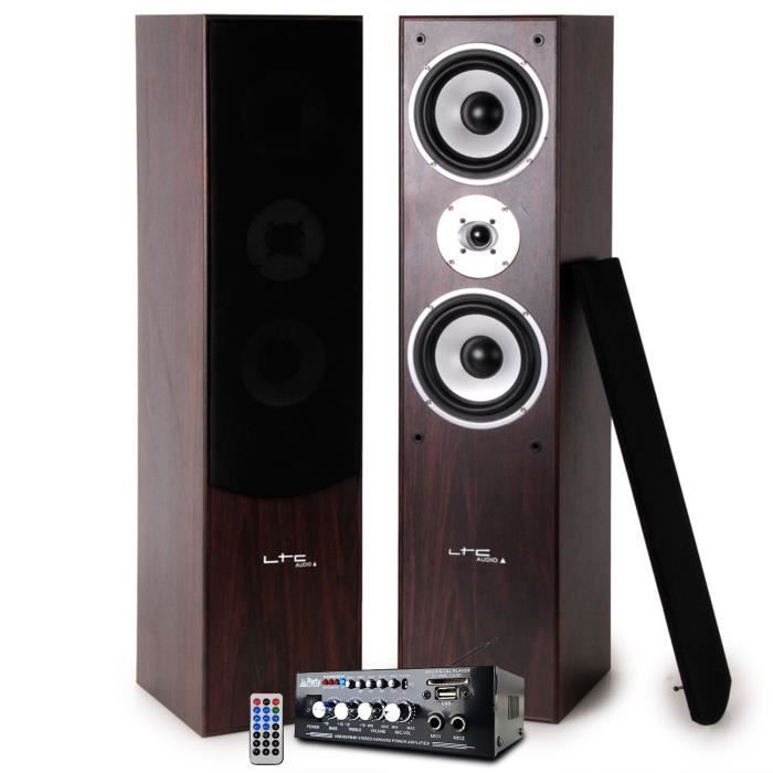 Akustiske Højttalere - LTC - L766-WA - Mahogni/Hasselnød - 2x500W - USB/Bluetooth/SD/FM