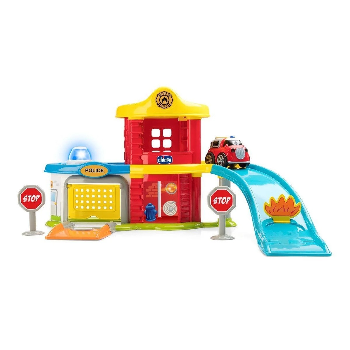 Jogo da Polícia e Bombeiros da Chicco - Ideal para crianças a partir de 2 anos.
