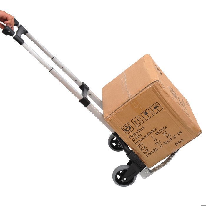 Carretilla de mano HOMCOM - Ligera, plegable y telescópica, con capacidad de carga de 70 kg para transporte y manipulación - Aluminio - Plata y negro