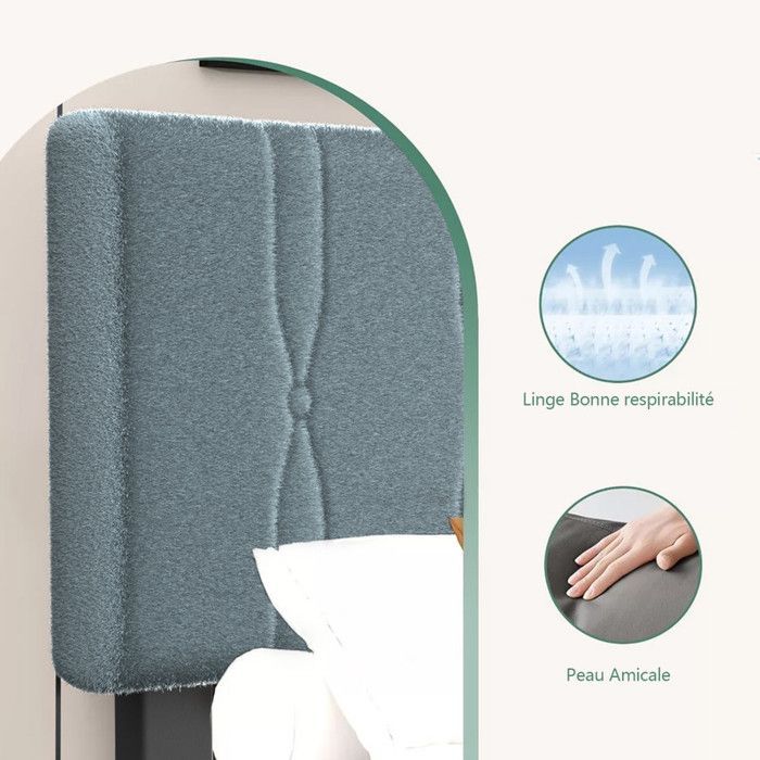 Cama doble tapizada de 140x200cm con somier de láminas, estructura de cama moderna para 2 adultos, cabecero ajustable.