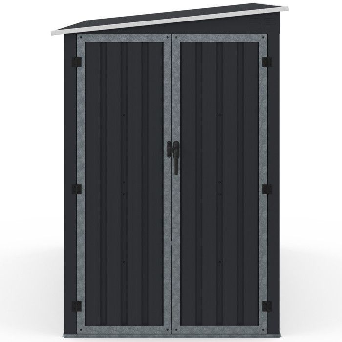IDMARKET 3m² lean-to garden shed, grey, galvanized steel with double side door base