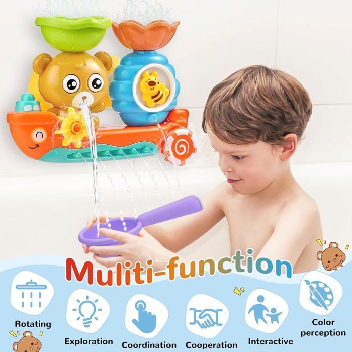 Juguete de baño - Oso y abeja - Plástico no tóxico - Potentes ventosas - Regalo ideal