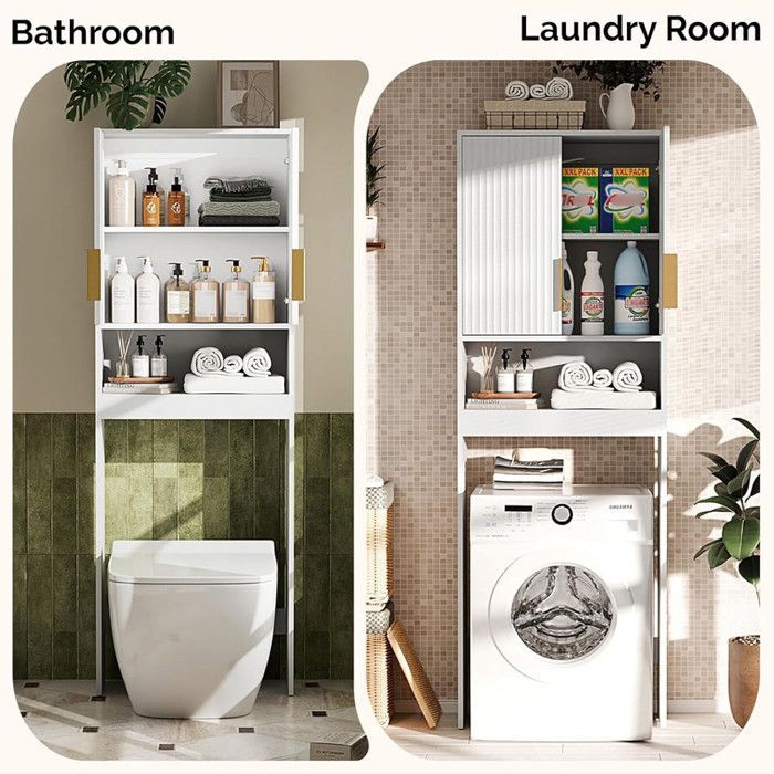 Armário para Máquina de Lavar Roupa ALIGHTUP - Armário de arrumação para casa de banho/lavandaria - 60,5x25x173 cm - Branco