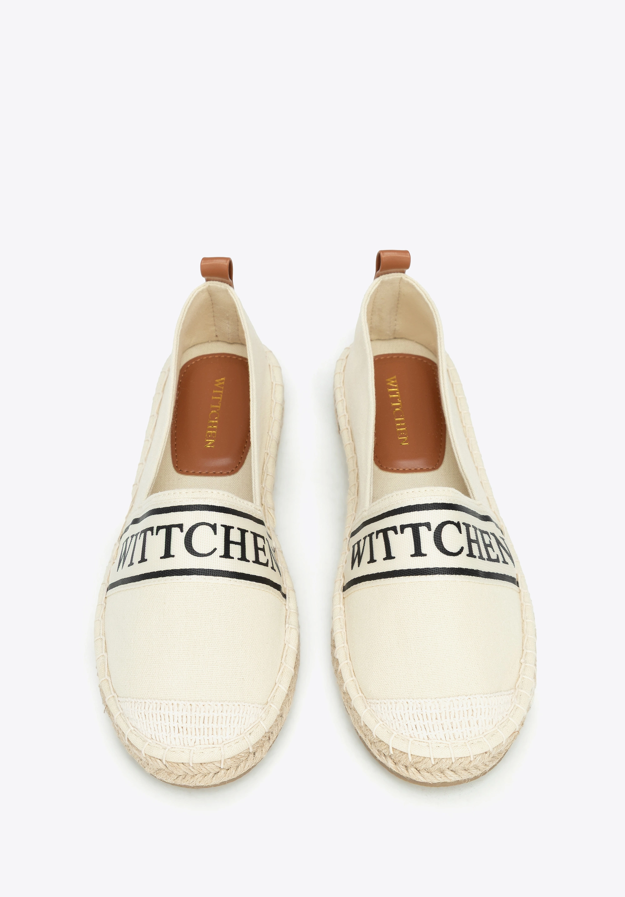 Damskie espadryle z lamówką z logo kremowe
