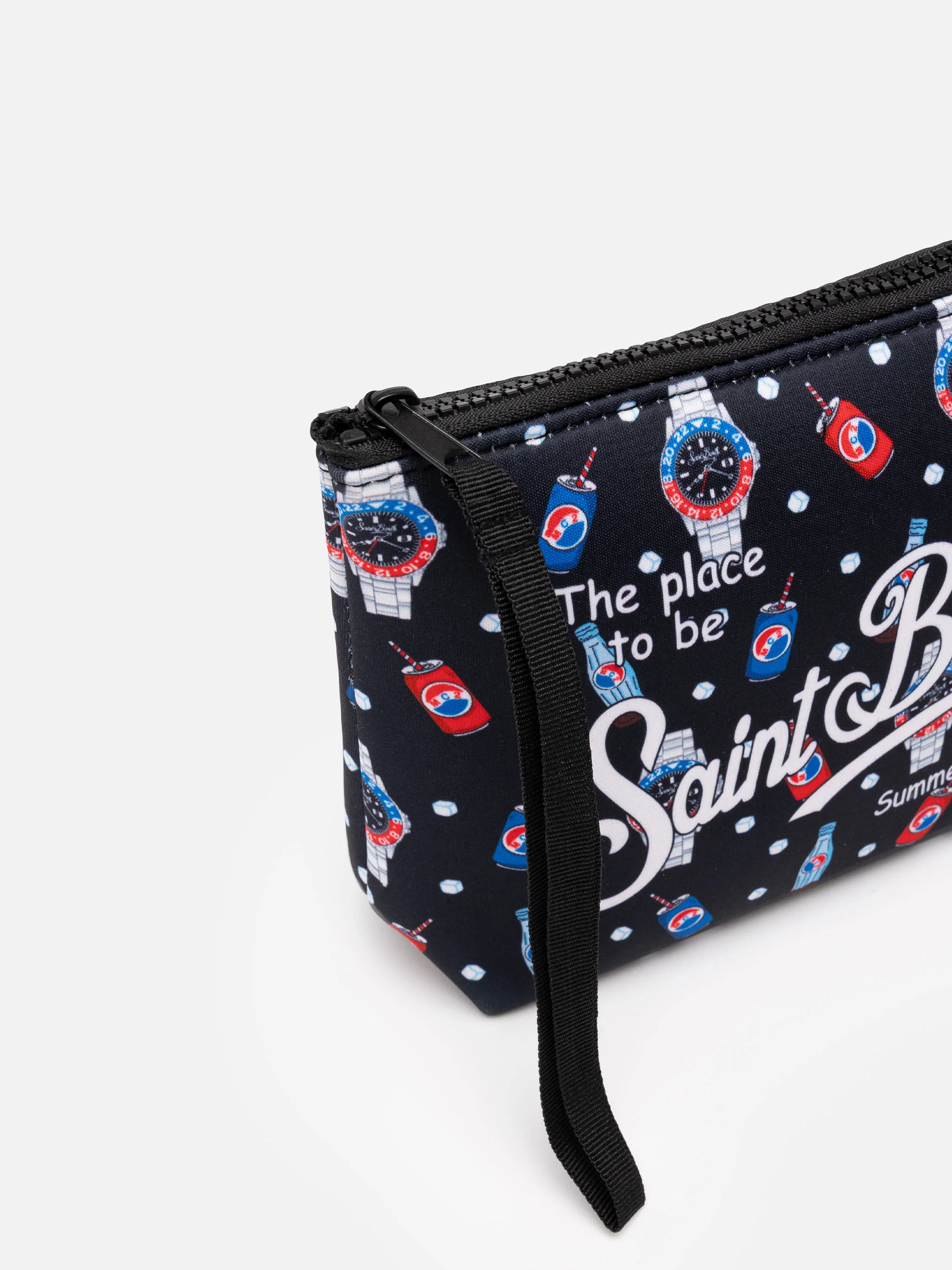 Aline scuba clutch tas met horloge- en drankprint