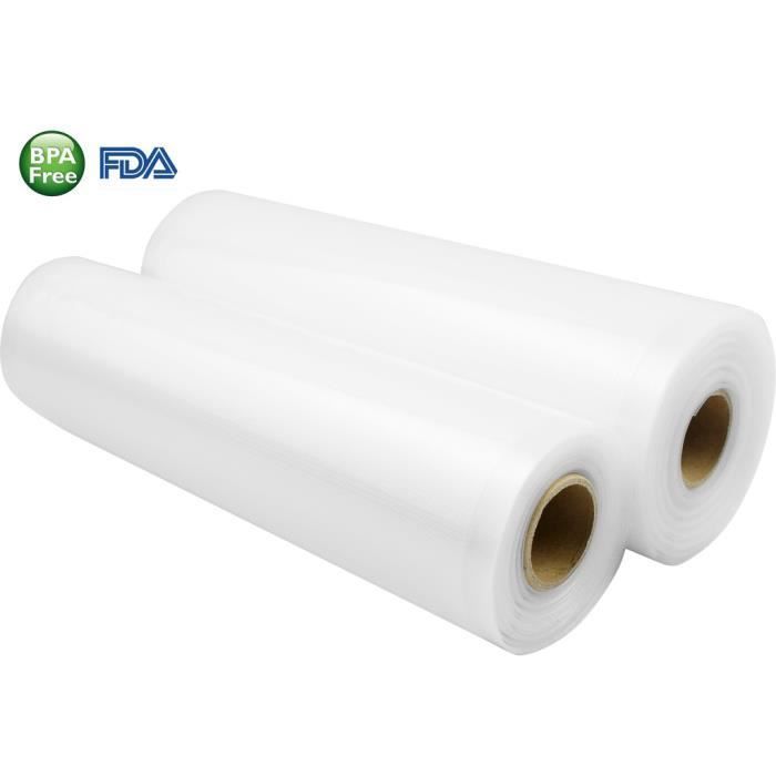 Rollos de película para envasar al vacío Tofern 2 con relieve, 20 cm x 5 metros, sin BPA, seguros.