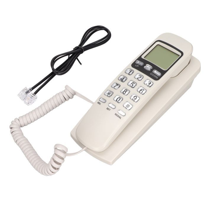KXT777CID Kabelgebundenes Wandtelefon mit LCD-Display, Kalender und Wahlwiederholung für Hotel, Büro und Zuhause
