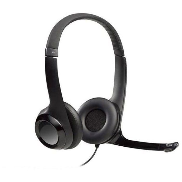 Auriculares con cable Logitech H390, USB, con cancelación de ruido, color negro.