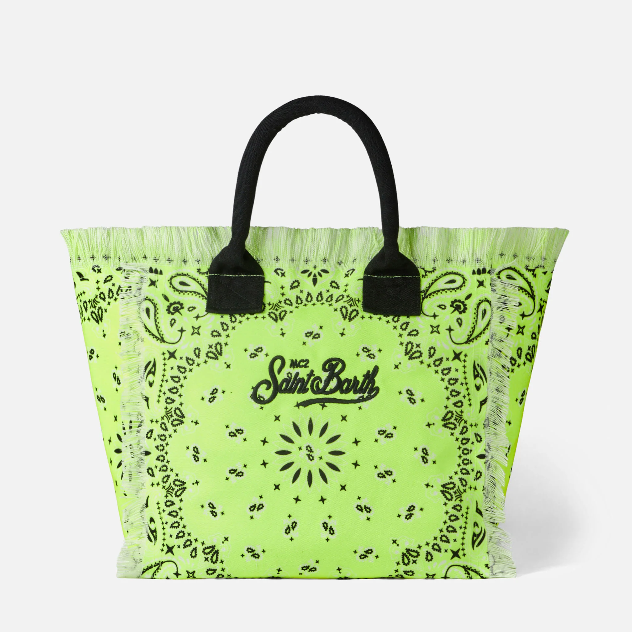 Neongelbe Vanity-Schultertasche mit Bandana-Print