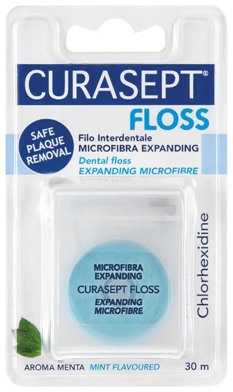 Curasept Zahnseide aus Mikrofaser mit Chlorhexidin, dehnbar, 30 m