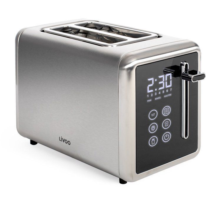 Tostapane digitale a 2 fette - LIVOO - DOD205 - 850W - Pannello di controllo touch - Grigio/Nero