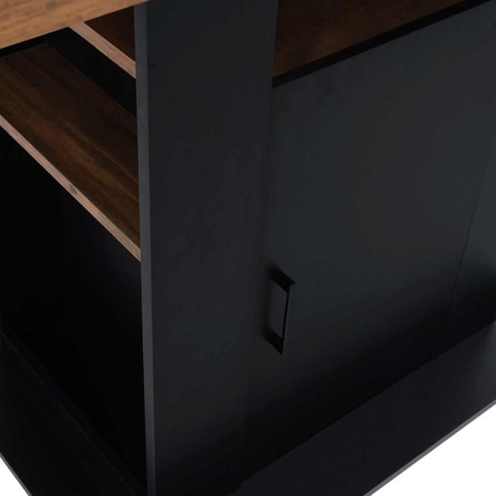 Isla central IDMARKET UGO de 110 cm en madera negra y efecto madera oscura de HAWKINS con almacenamiento.