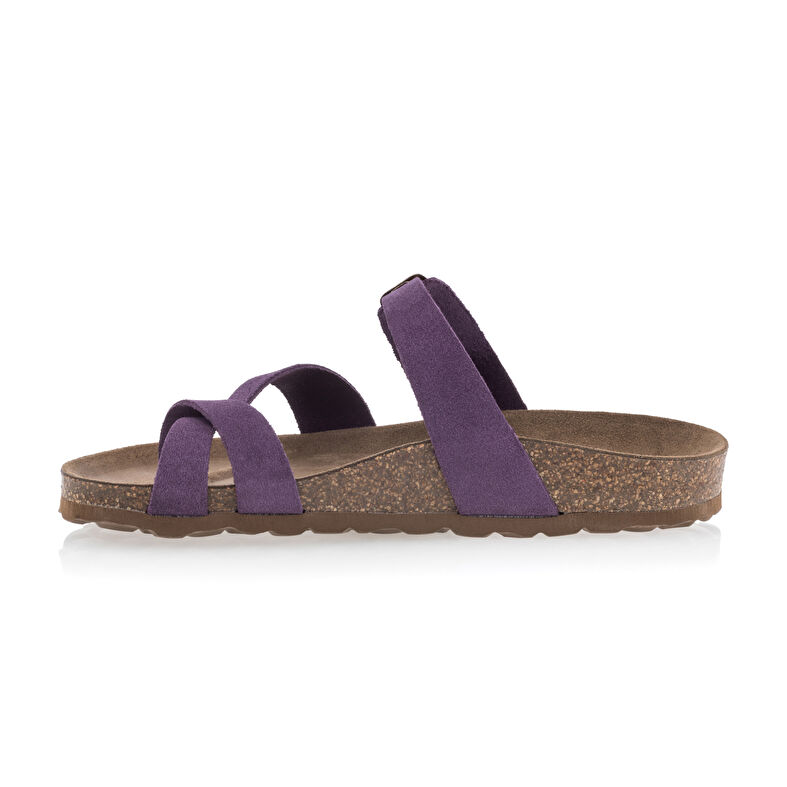 Sandalias moradas para mujer / Zapatos de punta abierta