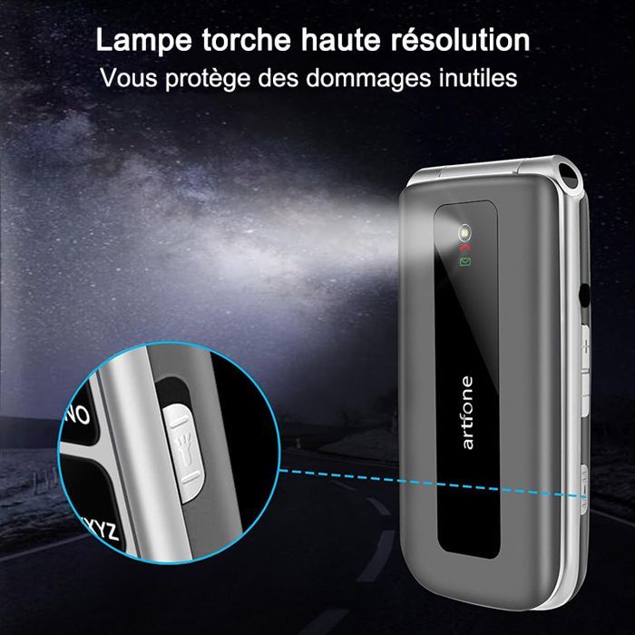 artfone 4G Telephone Portable Senior à Clapet écran 2.4