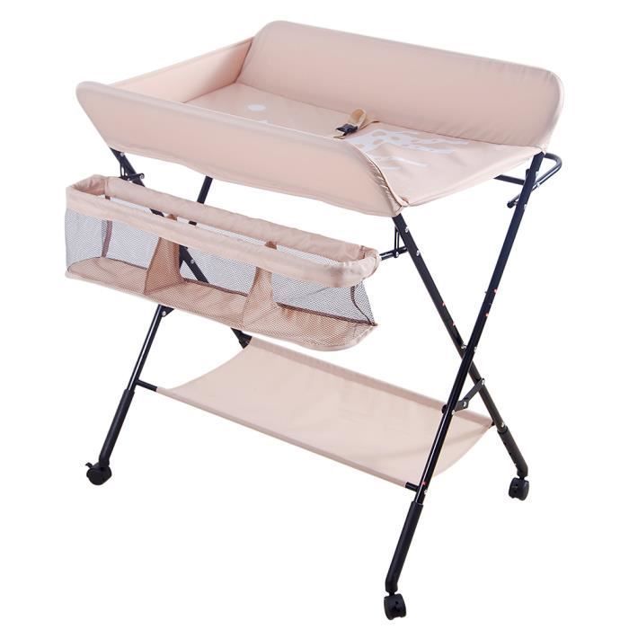 Table à Langer pour Bébé - Marque - Modèle - Structure en Fer - Panier de Rangement