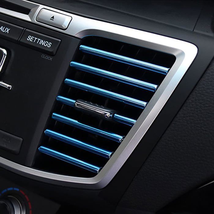 Juego de 20 tiras decorativas para el aire acondicionado del coche, accesorios plegables para el interior del coche (azul)