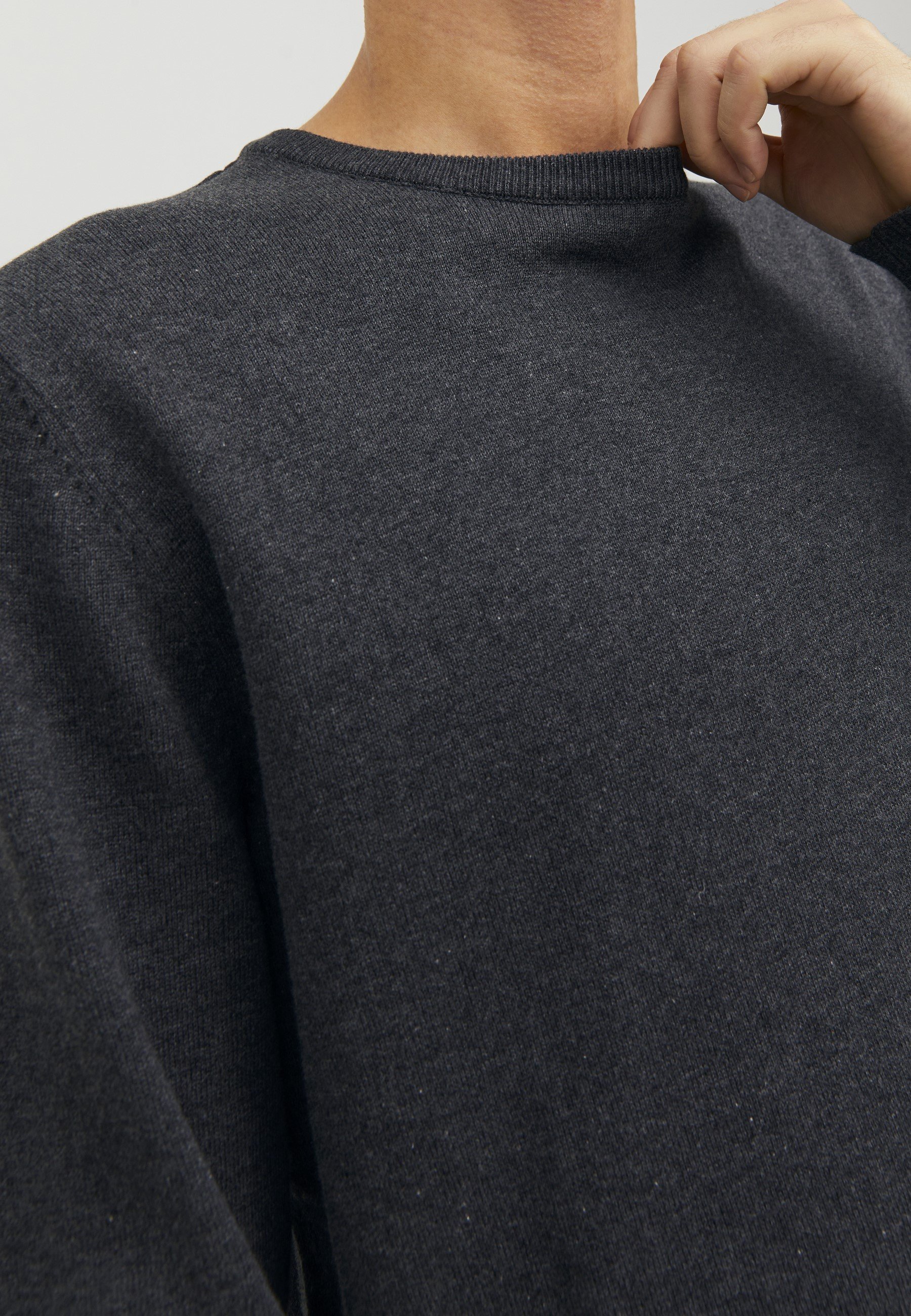 Jack & Jones JJEBASIC Rundhalspullover - dunkelgrau meliert