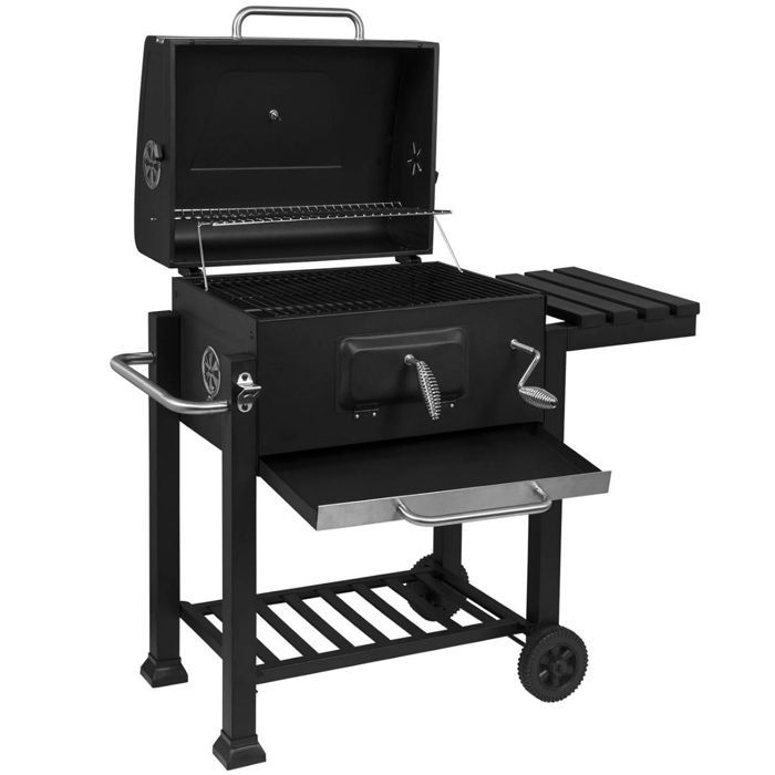WOLTU Barbecue au Charbon de Bois, Barbecue réglable en Hauteur et avec Roues, adapté pour les fêtes en plein air, Noir