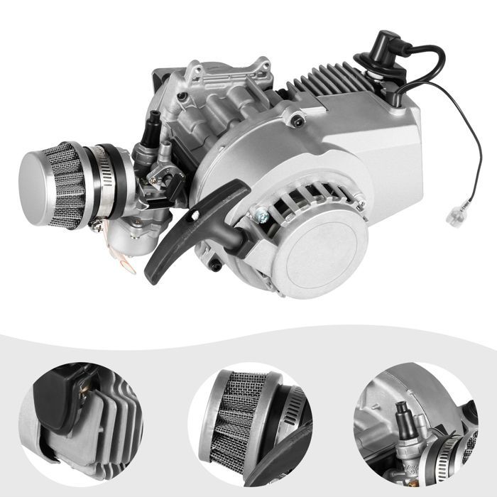 Kit de motor - Mini motor de 49 cc y 2 tiempos para minimoto, minimoto de cross, ATV, scooter - Motor de gasolina monocilíndrico refrigerado por aire