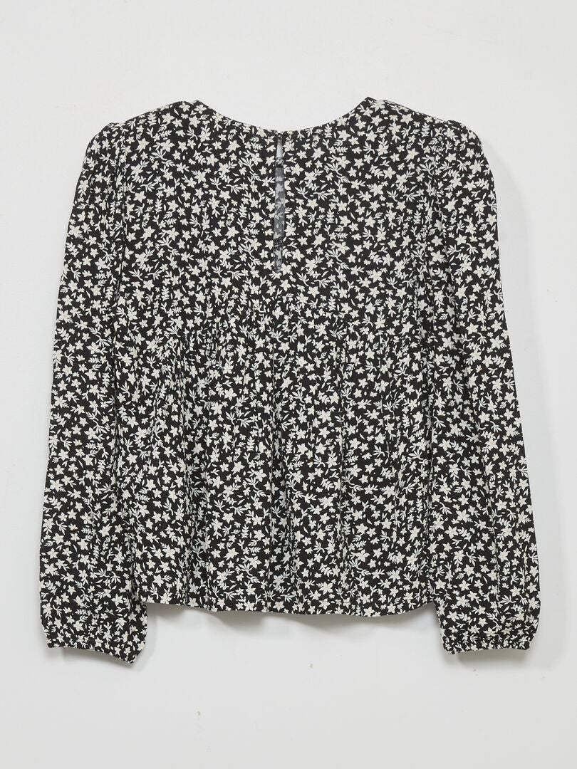 Blusa com estampa floral - PRETA