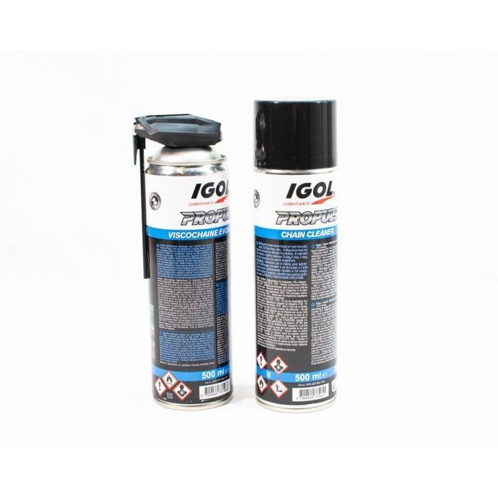 IGOL - Kit de mantenimiento de cadena para motocicleta - Limpiador de cadena de 500 ml + grasa lubricante de 500 ml + cepillo