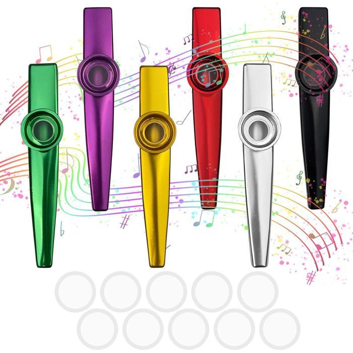 Juego de 6 kazoos, kazoo infantil con 10 registros (regalo para fiestas), adecuado para niños, amantes de la música y principiantes.